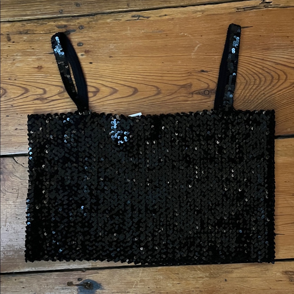 Black Sequin Women's Tank Top